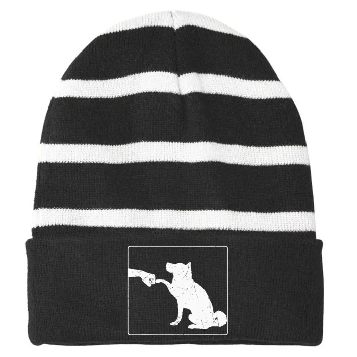 Dog Fist Bump Best Friend Dog Lover Striped Beanie with Solid Band