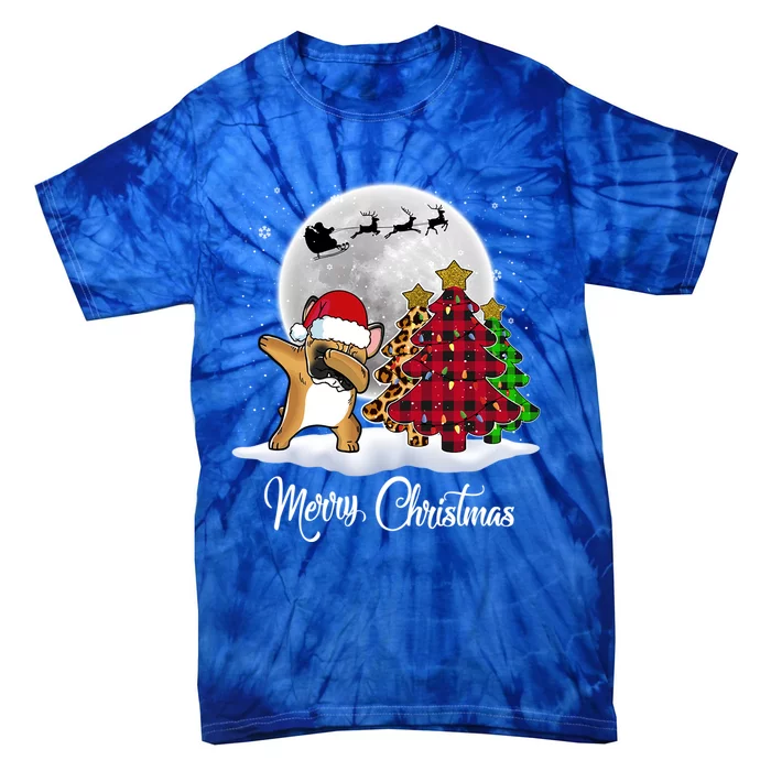 Dabbing French Bulldog Dab Dog Christmas Tree Funny Xmas Gift Tie-Dye T-Shirt