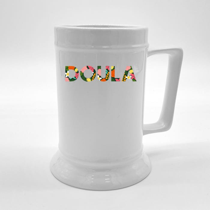 Doula Floral Birth Team Front & Back Beer Stein