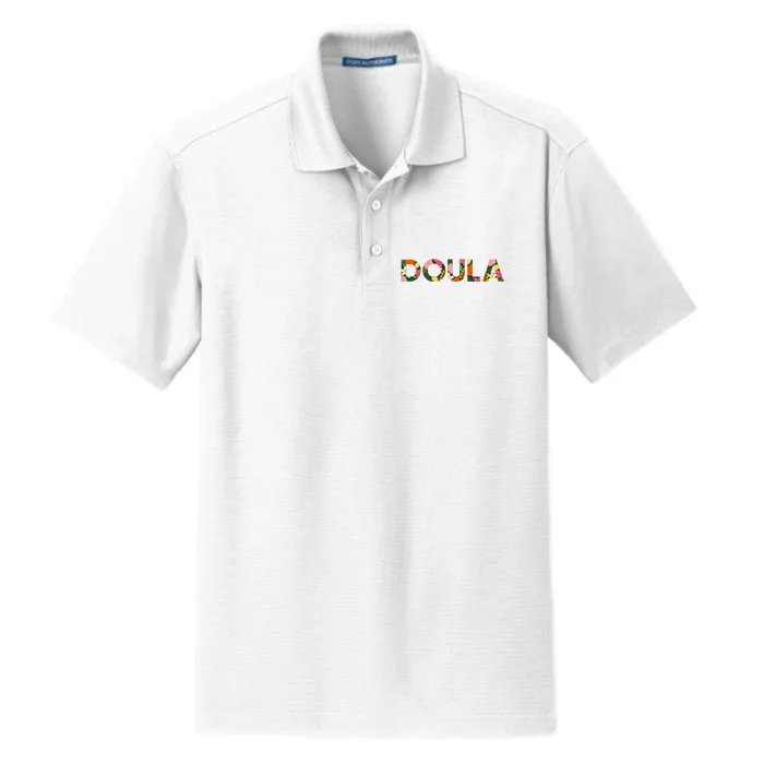 Doula Floral Birth Team Dry Zone Grid Performance Polo