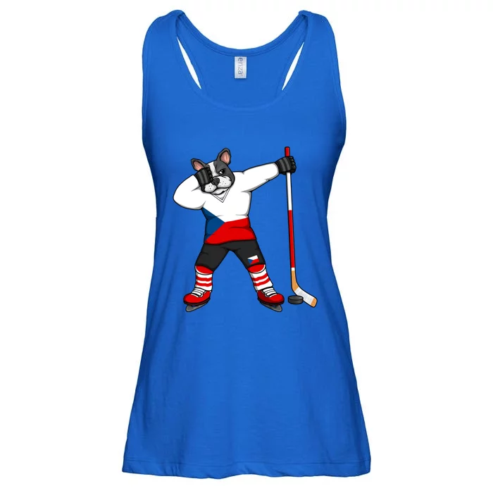 Dabbing French Bulldog Czech Republic Ice Hockey Fans Jersey Gift Ladies Essential Flowy Tank