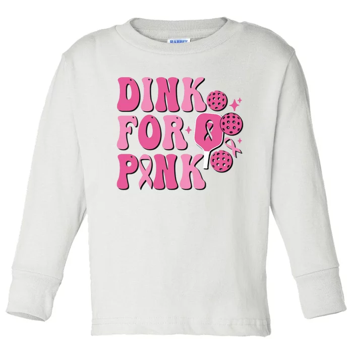 Dink For Breast Cancer Awareness Pickleball Ribbon Toddler Long Sleeve Shirt