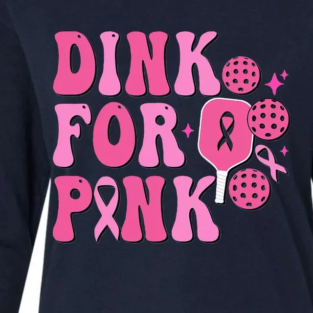 Dink For Breast Cancer Awareness Pickleball Ribbon Womens Cotton Relaxed Long Sleeve T-Shirt