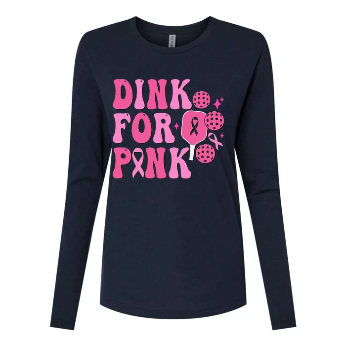 Dink For Breast Cancer Awareness Pickleball Ribbon Womens Cotton Relaxed Long Sleeve T-Shirt