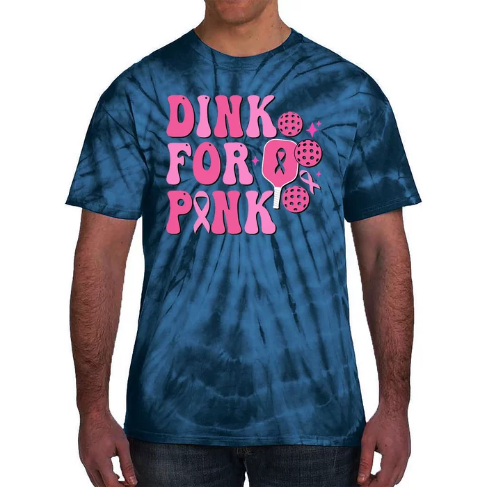 Dink For Breast Cancer Awareness Pickleball Ribbon Tie-Dye T-Shirt