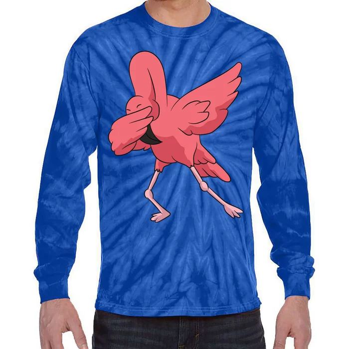 Dabbing Flamingo Bird Cute Flamingo Pink Funny Gift Tie-Dye Long Sleeve Shirt