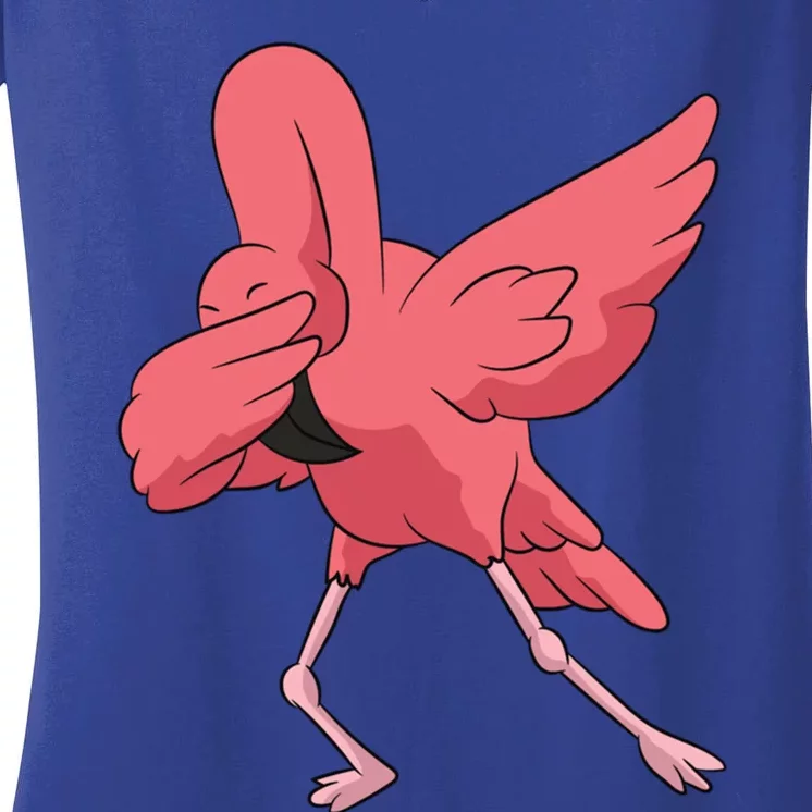 Dabbing Flamingo Bird Cute Flamingo Pink Funny Gift Women's V-Neck T-Shirt