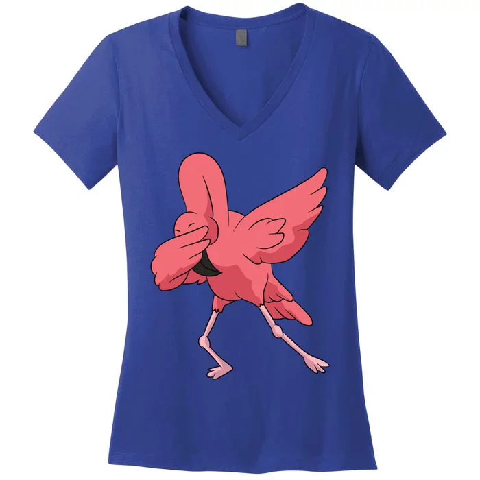 Dabbing Flamingo Bird Cute Flamingo Pink Funny Gift Women's V-Neck T-Shirt