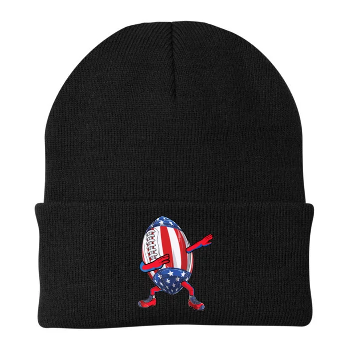 Dabbing Football Ball Vintage American Football 4th of July Knit Cap Winter Beanie