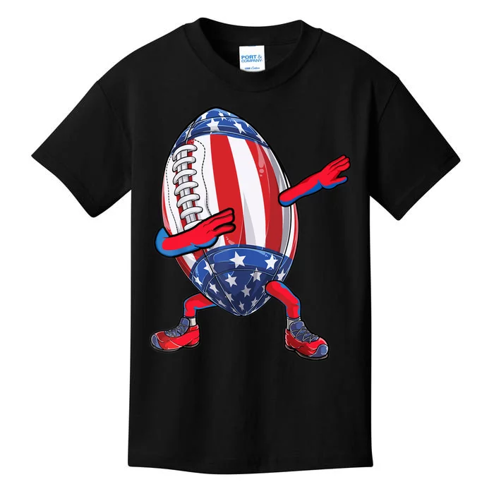 Dabbing Football Ball Vintage American Football 4th of July Kids T-Shirt