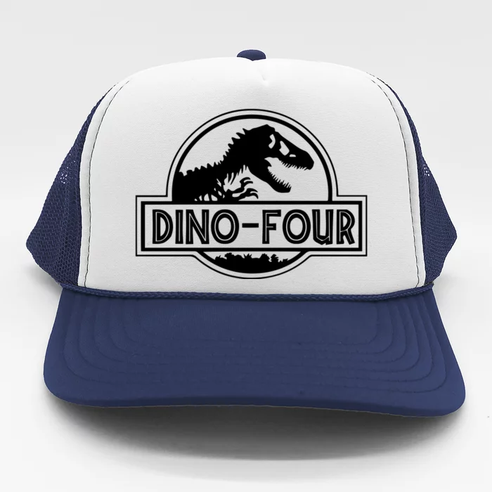 Dino Four Birthday Saurus Trucker Hat