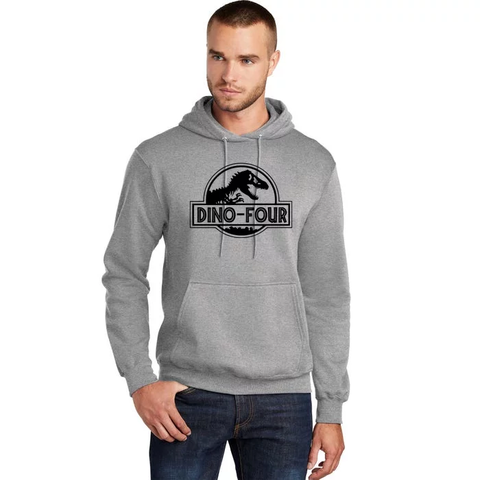 Dino Four Birthday Saurus Tall Hoodie