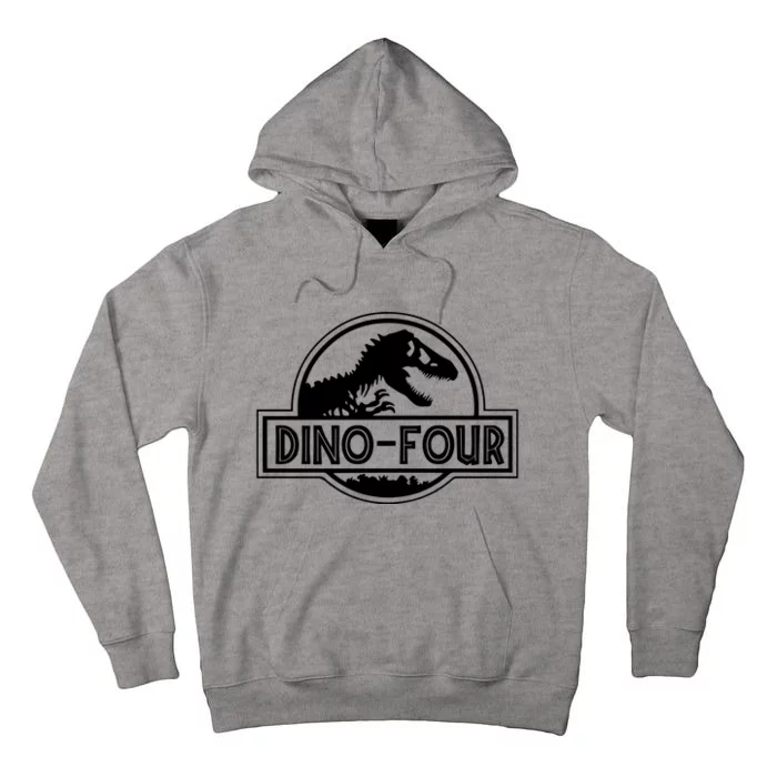 Dino Four Birthday Saurus Tall Hoodie