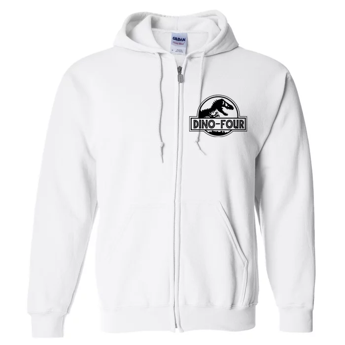 Dino Four Birthday Saurus Full Zip Hoodie