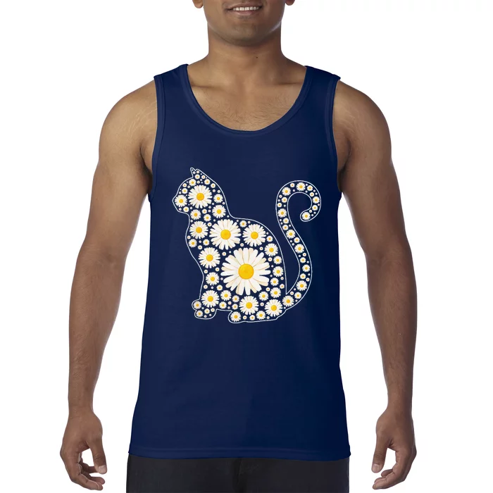 Daisy Flower Cat Mothers Day Daisy Flowers Lover Cat Mom Tank Top