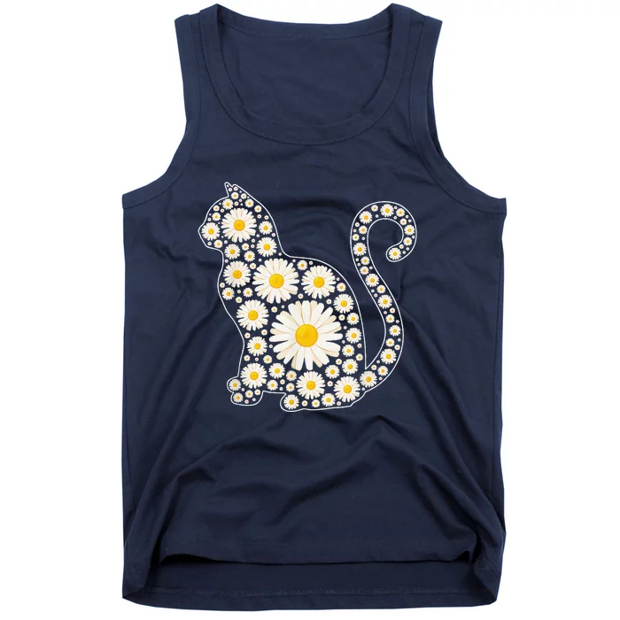 Daisy Flower Cat Mothers Day Daisy Flowers Lover Cat Mom Tank Top