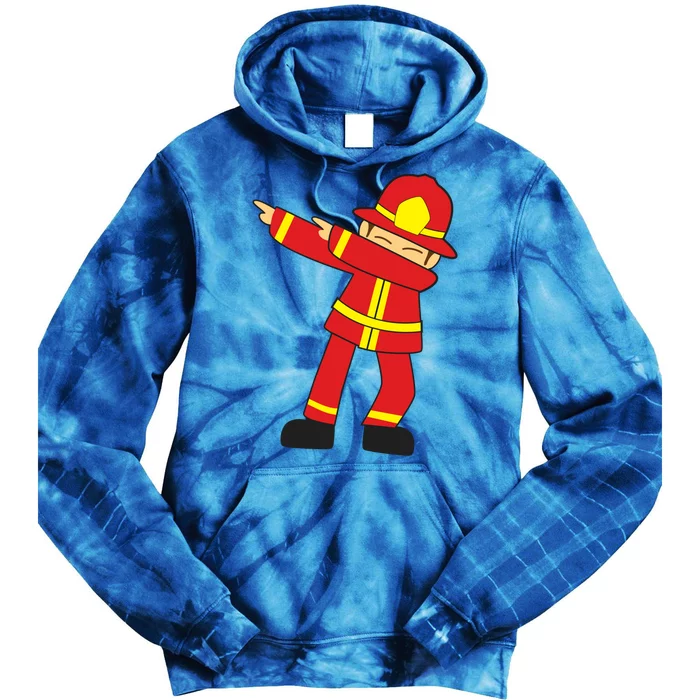 Dabbing Firefighter Cute Dancing Firefighter Gift Funny Gift Tie Dye Hoodie