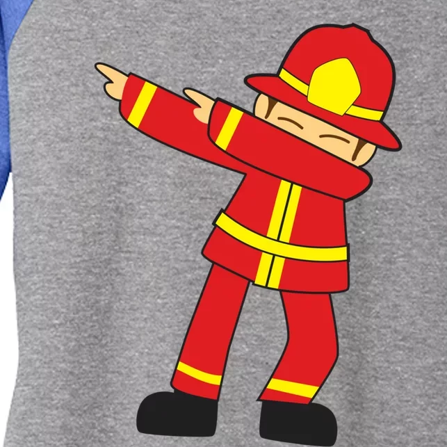 Dabbing Firefighter Cute Dancing Firefighter Gift Funny Gift Women's Tri-Blend 3/4-Sleeve Raglan Shirt