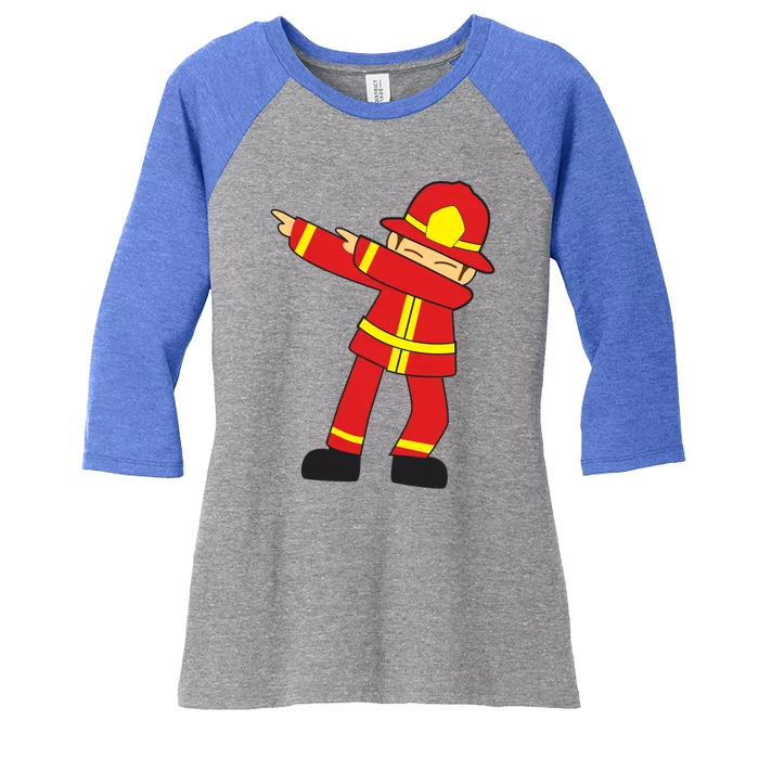 Dabbing Firefighter Cute Dancing Firefighter Gift Funny Gift Women's Tri-Blend 3/4-Sleeve Raglan Shirt