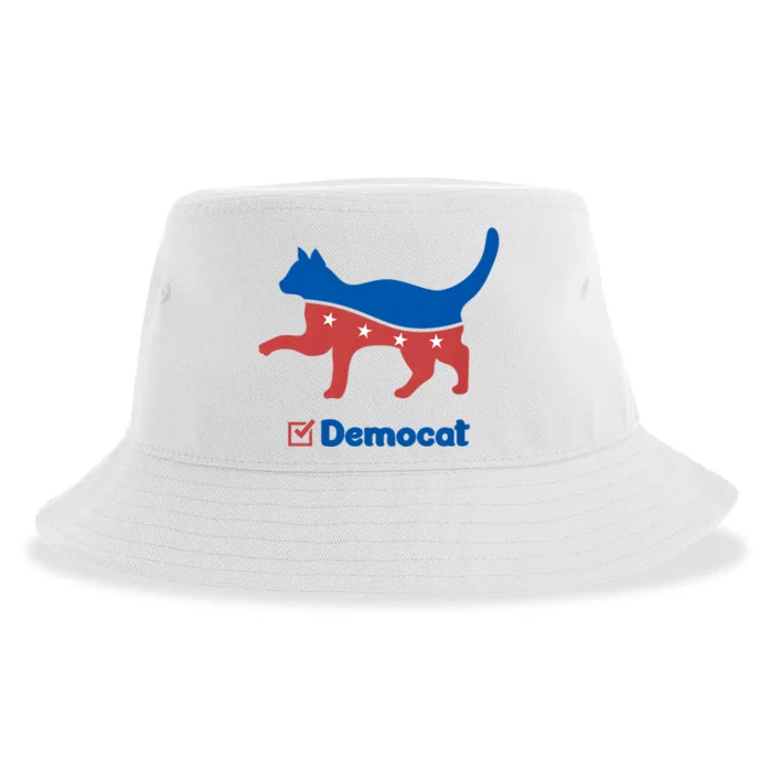 Democat Funny Cat Ladies For Kamala Sustainable Bucket Hat