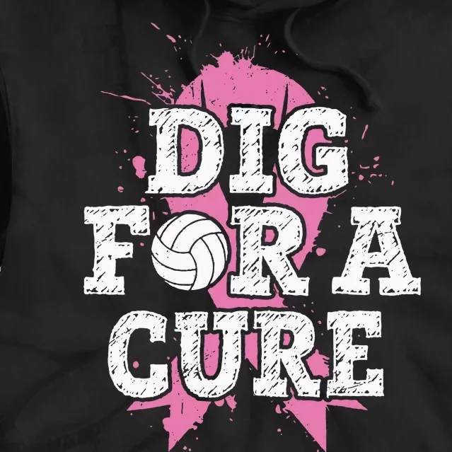 Dig For Cure Volleyball Breast Cancer Awareness Support Tie Dye Hoodie