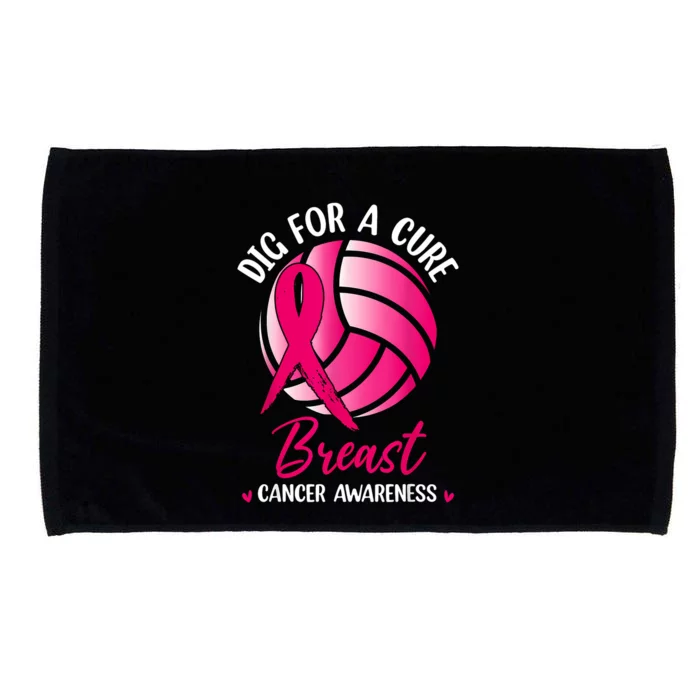 Dig For Cure Ribbon Volleyball Breast Cancer Awareness Microfiber Hand Towel