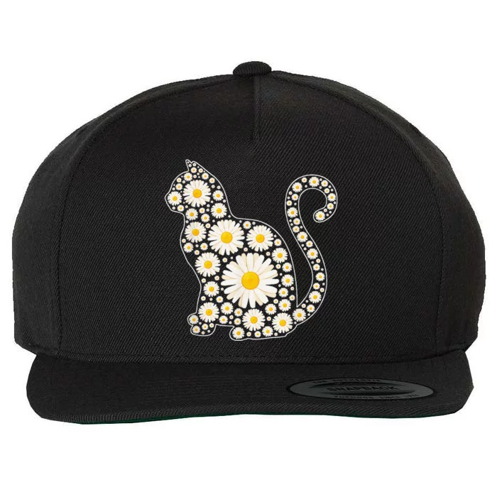 Daisy Flower Cat Mothers Day Daisy Flowers Lover Cat Mom Wool Snapback Cap