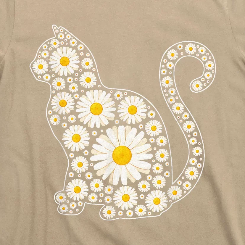 Daisy Flower Cat Mothers Day Daisy Flowers Lover Cat Mom T-Shirt