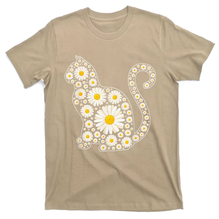 Daisy Flower Cat Mothers Day Daisy Flowers Lover Cat Mom T-Shirt