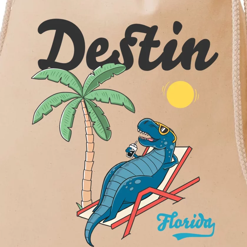 Destin Florida Cool Gift Beach Dinosaur Tgiftrex Family Vacation Gift Drawstring Bag