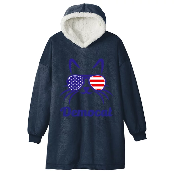 Democat Funny Cat Ladies For Kamala Harris Democrat Lady Hooded Wearable Blanket