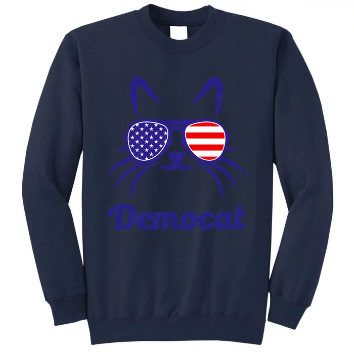 Democat Funny Cat Ladies For Kamala Harris Democrat Lady Tall Sweatshirt