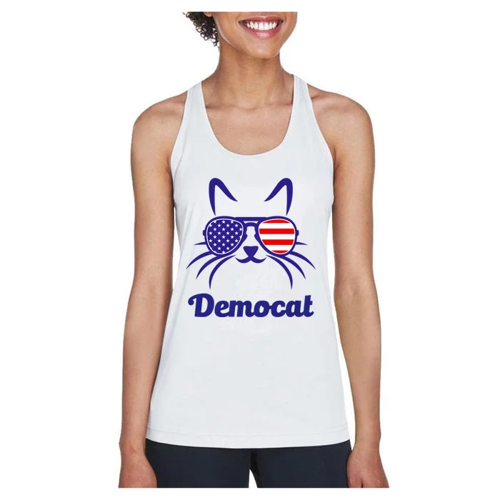 Democat Funny Cat Ladies For Kamala Harris Democrat Lady Women's Racerback Tank