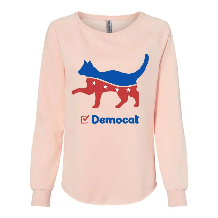 Democat Funny Cat Ladies For Kamala Womens California Wash Sweatshirt