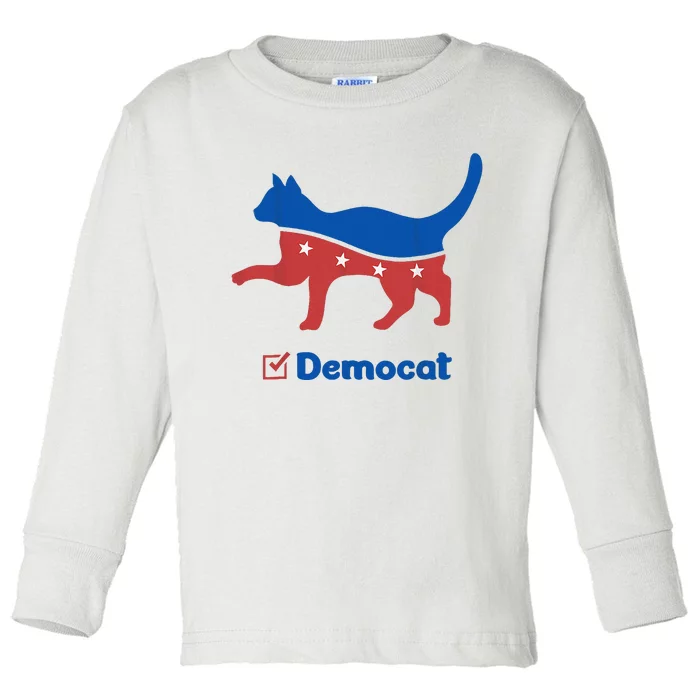 Democat Funny Cat Ladies For Kamala Toddler Long Sleeve Shirt