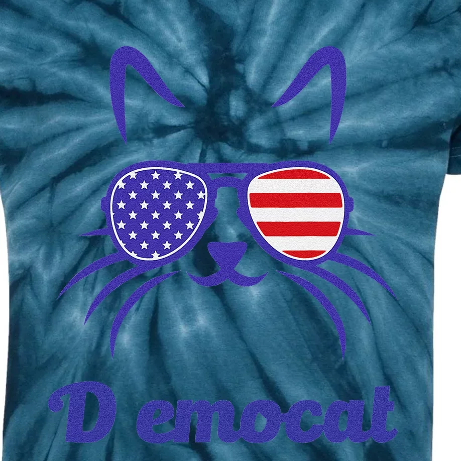 Democat Funny Cat Ladies For Kamala Kids Tie-Dye T-Shirt