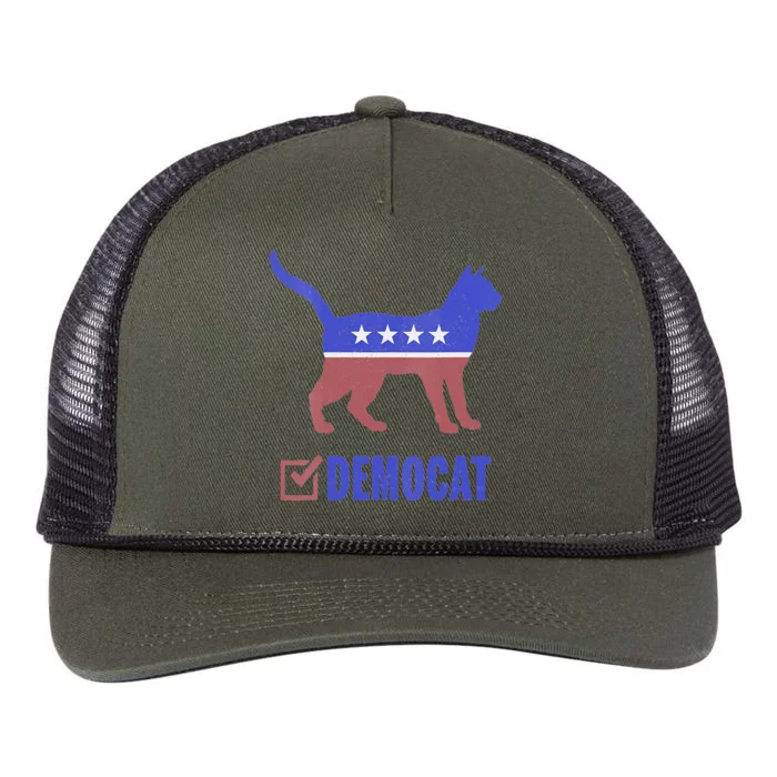 Democat Funny Cat Ladies For Kamala Yes We Kam Retro Rope Trucker Hat Cap