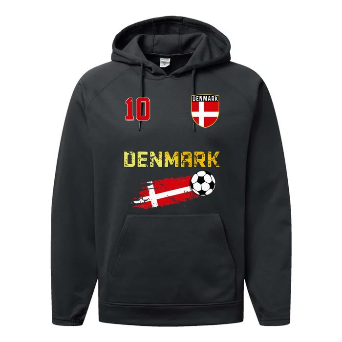 Denmark Flag Danish Pride Lovers Performance Fleece Hoodie