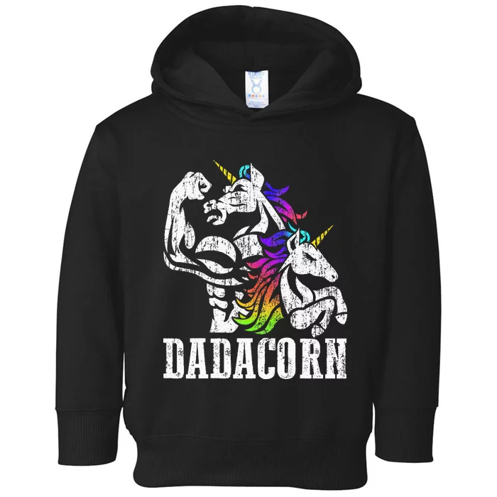 Dadacorn Fathers Day Gift For Dad Of Unicorn Daughter Toddler Hoodie