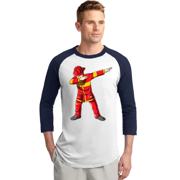 Dabbing Firefighter Dab Junior Firefighters Funny Fire Gift Baseball Sleeve Shirt