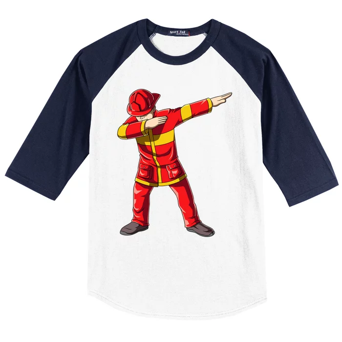 Dabbing Firefighter Dab Junior Firefighters Funny Fire Gift Baseball Sleeve Shirt