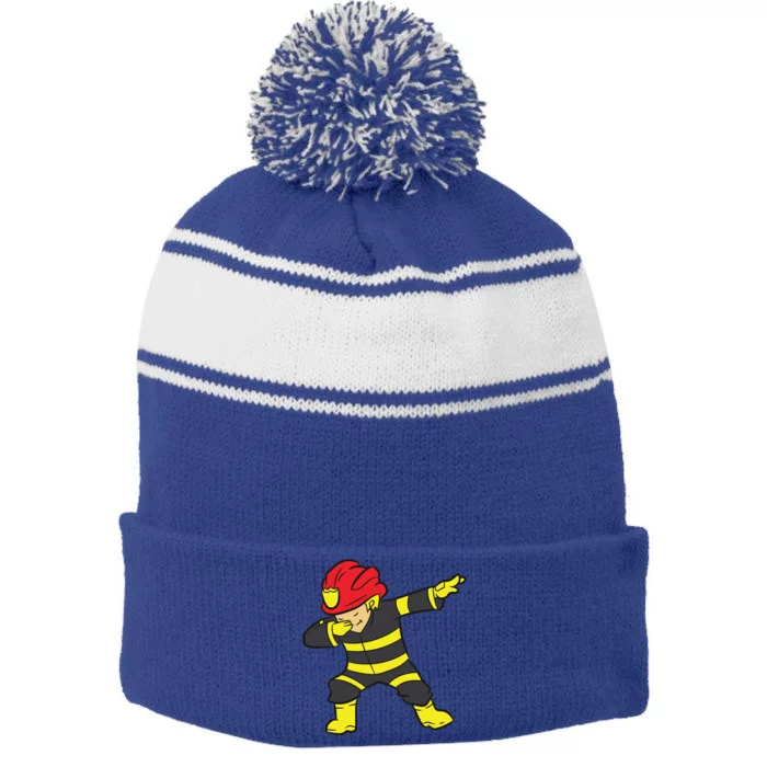 Dabbing Firefighter Dabbing Fire Fire Dab Gift Stripe Pom Pom Beanie