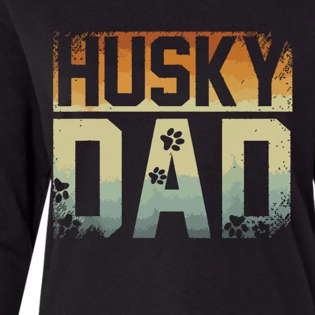 Daddy Fathers Day Pet Husky Dad Dog Lover Siberian Husky Womens Cotton Relaxed Long Sleeve T-Shirt