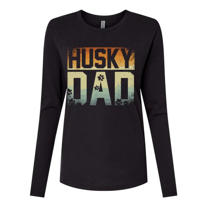 Daddy Fathers Day Pet Husky Dad Dog Lover Siberian Husky Womens Cotton Relaxed Long Sleeve T-Shirt