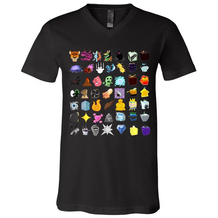 Devil Fruit Devils Fruit Of Blox Fruit V-Neck T-Shirt