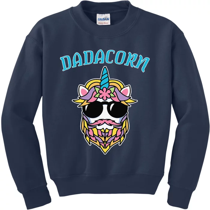 Dadacorn Funny Dad Beard For Daddy Unicorn Fathers Day Humor Kids Sweatshirt