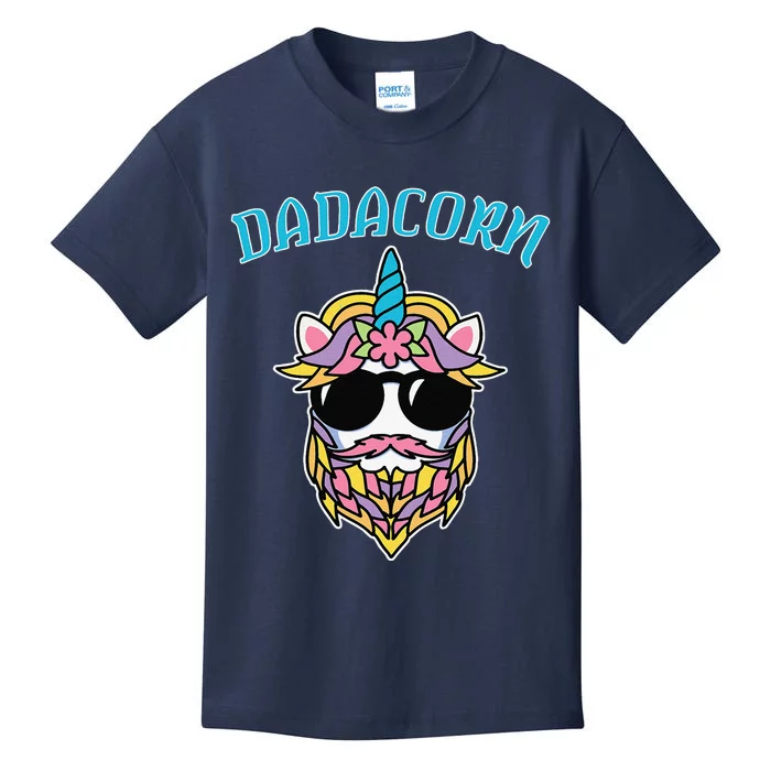 Dadacorn Funny Dad Beard For Daddy Unicorn Fathers Day Humor Kids T-Shirt