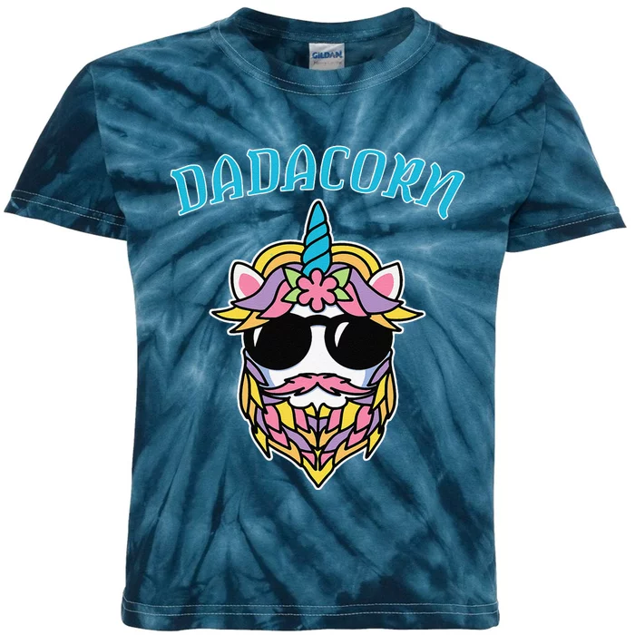 Dadacorn Funny Dad Beard For Daddy Unicorn Fathers Day Humor Kids Tie-Dye T-Shirt