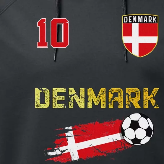 Denmark Flag Danish Pride Lovers Performance Fleece Hoodie