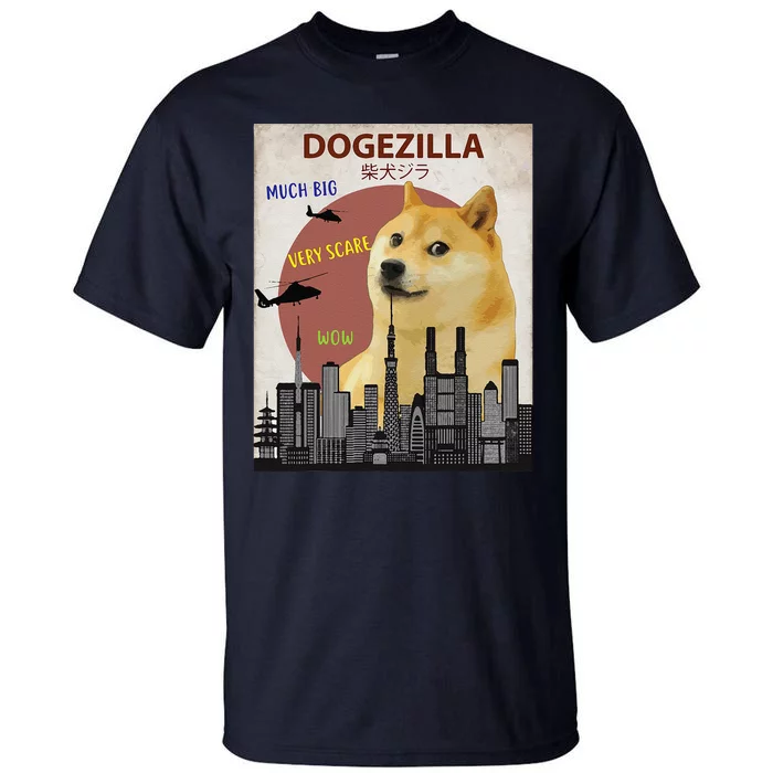 Dogezilla Funny DOGE MEME Shiba Inu Dog Tall T-Shirt